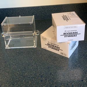 Acrylic Stirrer Straw Dispenser w/Straws NIB